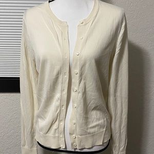 Loft Cardigan Ivory Sz L, EUC